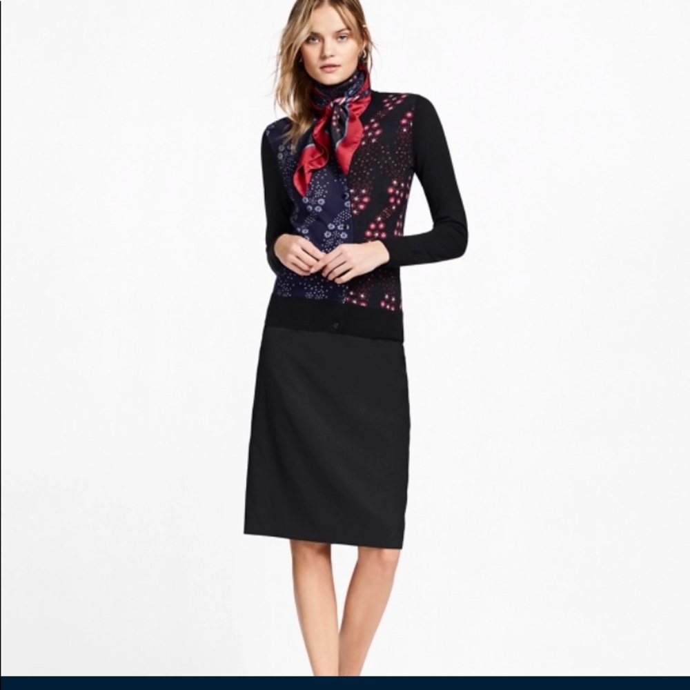 Brooks Brothers Blue Black Knee Length PencilSkirt sz 2
